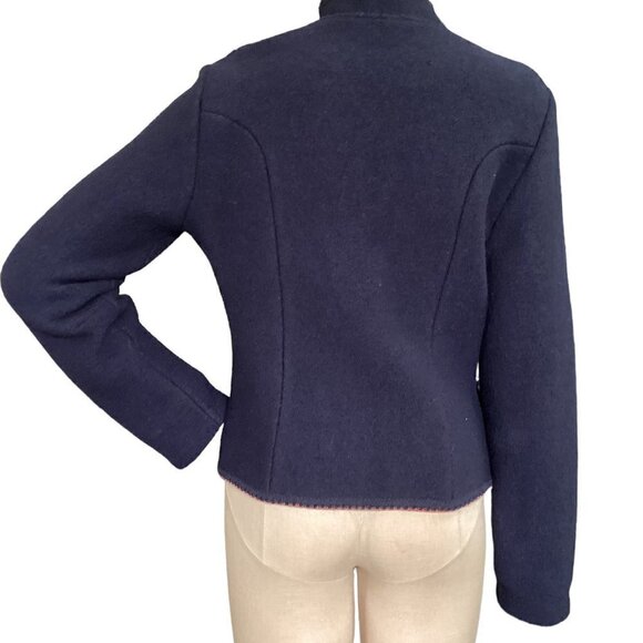 VTG Bayern-Walk Pure Wool Lady Jacket/Cardigan Navy Blue & Pink M #260C - Picture 6 of 12